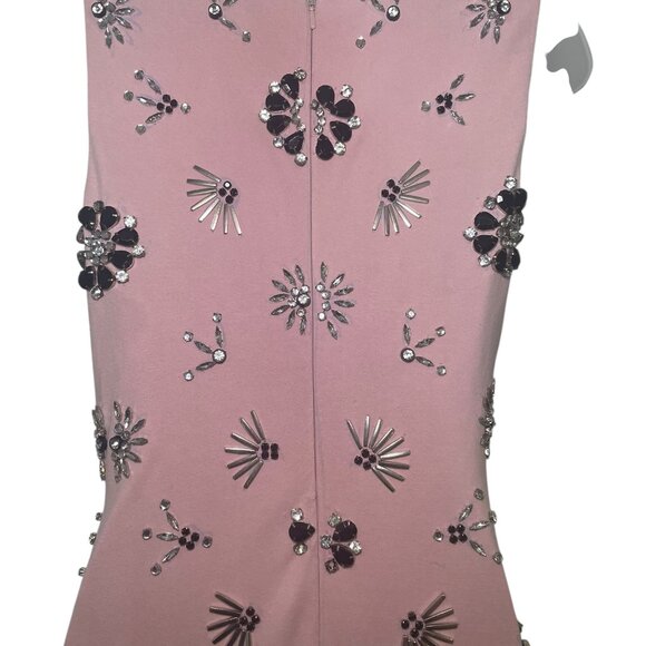 Mac Duggal Pink Embellished Maxi Dress Size 2 | Beaded Gem Floral Sample Gown - Picture 6 of 11